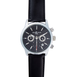 Black Dial Watch with Black Leather Strap